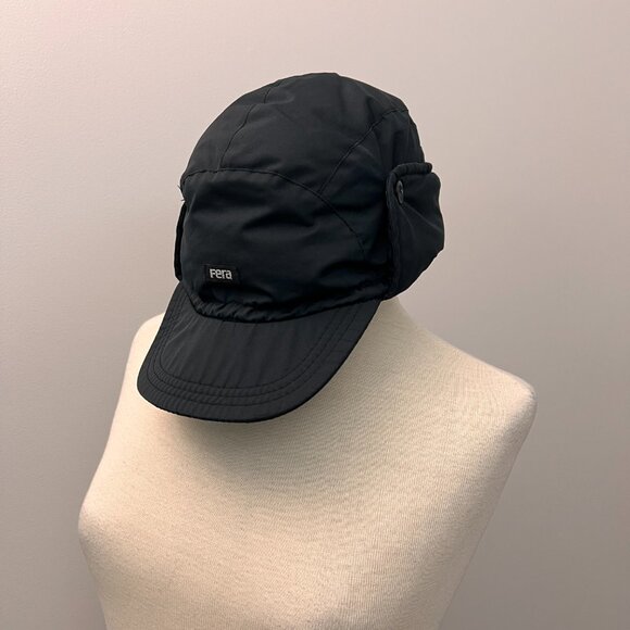 Fera Skiwear Trapper Ear Flap Insulated Down Ski Black Outdoor Snaps Hat - Picture 10 of 13